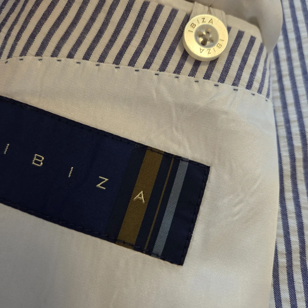 Men's Ibiza Striped Navy Seersucker Blazer - Picture 6 of 12